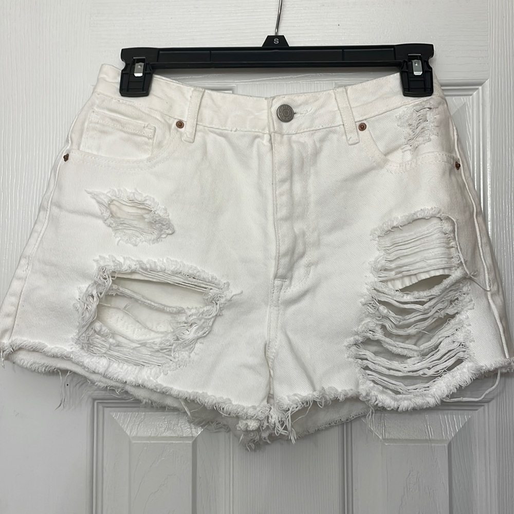 High Rise White PACSUN Jean Shorts